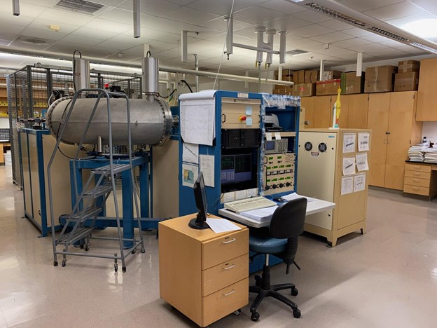 wide view of spectrometer machinery and computer