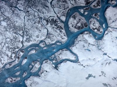 Aerial photograph taken on 24 July 2015 over the southwest portion of the Greenland ice sheet, Credit: Marco Tedesco.